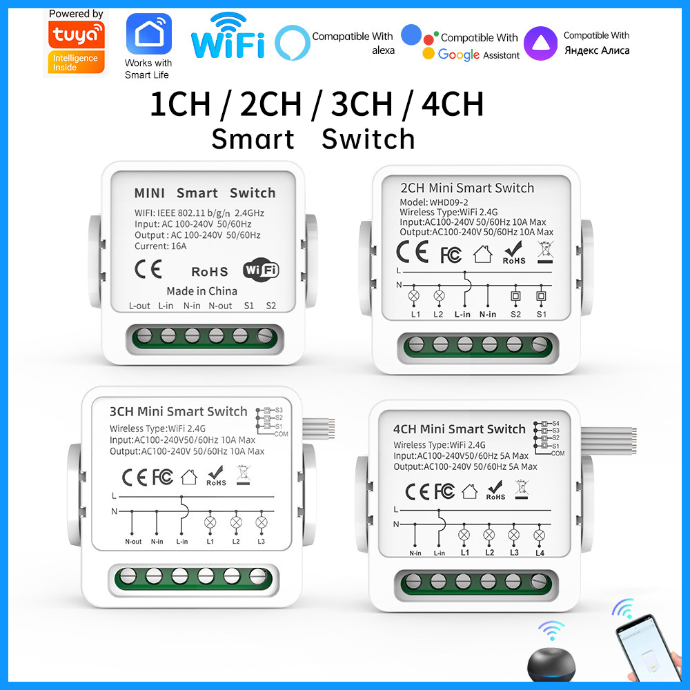 Tuya Smart Switch - Interruttore Intelligente WiFi Tuya 1/2/3/4 Gang