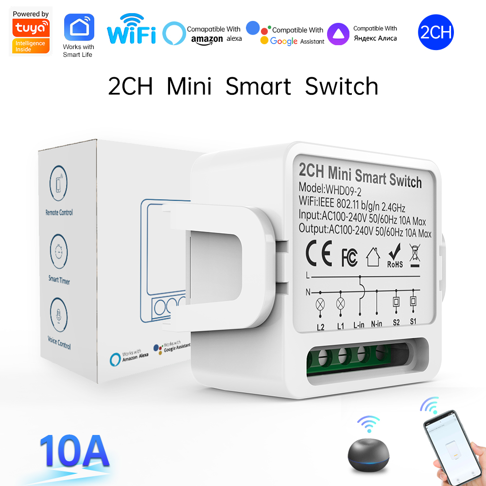 Smart Home Alexa - Interruttore Intelligente Tuya a 2 Vie,
