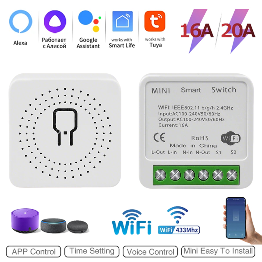 Tuya Wifi Socket - Mini Interruttore Intelligente DIY a 2