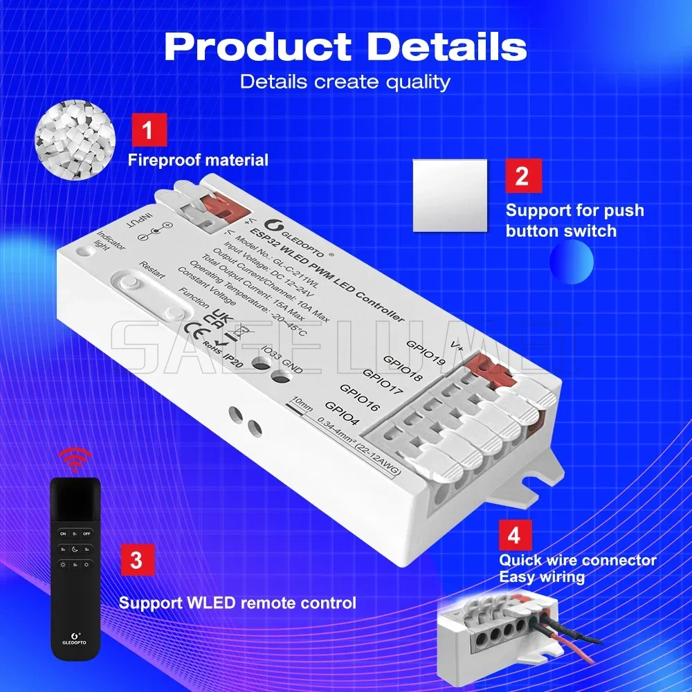 5 modalità in 1 DC12-24V GL-C- - Wifi Led Dimmer recensione e prezzo